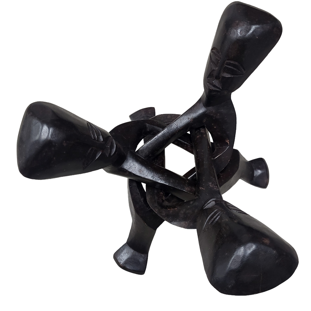 Black Wooden Unity Flower Pot Holder Sculpture